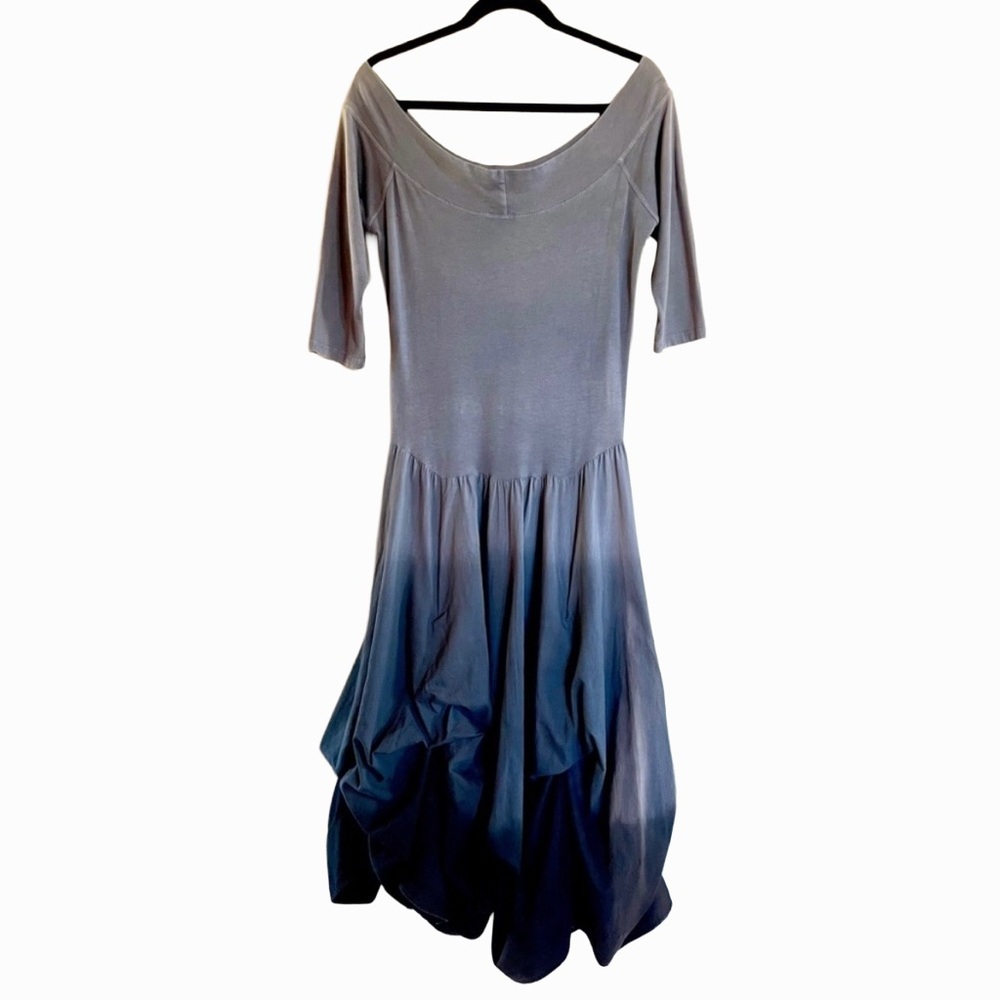 Luna Luz Belleza Dress Gray Gradient Lagenlook Off Shoulder Cotton M - Picture 5 of 10